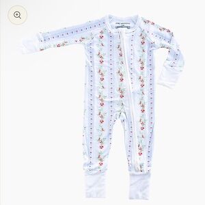 Fort Weekend Holiday Floral Stripe Zipper Onesie